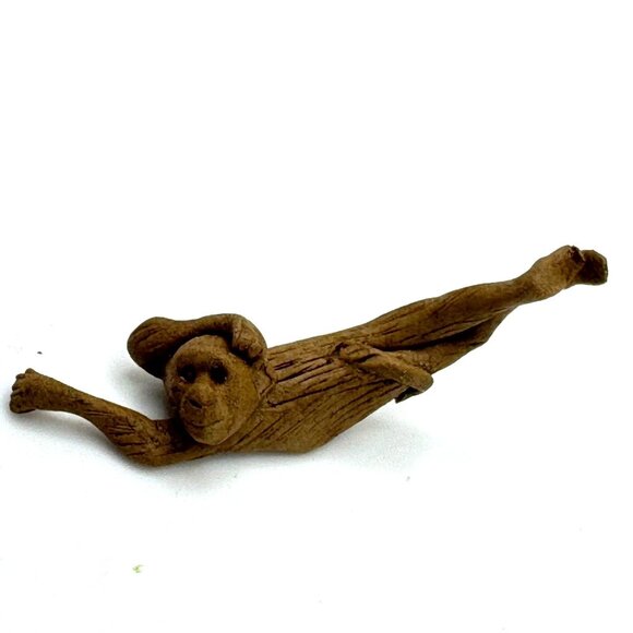 Handcrafted Miniature Clay Monkey Figurines Set Of 4 From China Vintage 3 - Picture 2 of 6